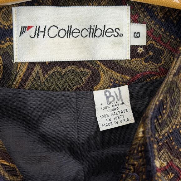 Vintage JH Collectibles Blazer Womens Large Paisley Collarless Made USA 90s - Picture 3 of 7